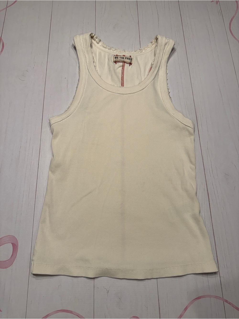 We The Free ribbed lace-trim tank top Size small